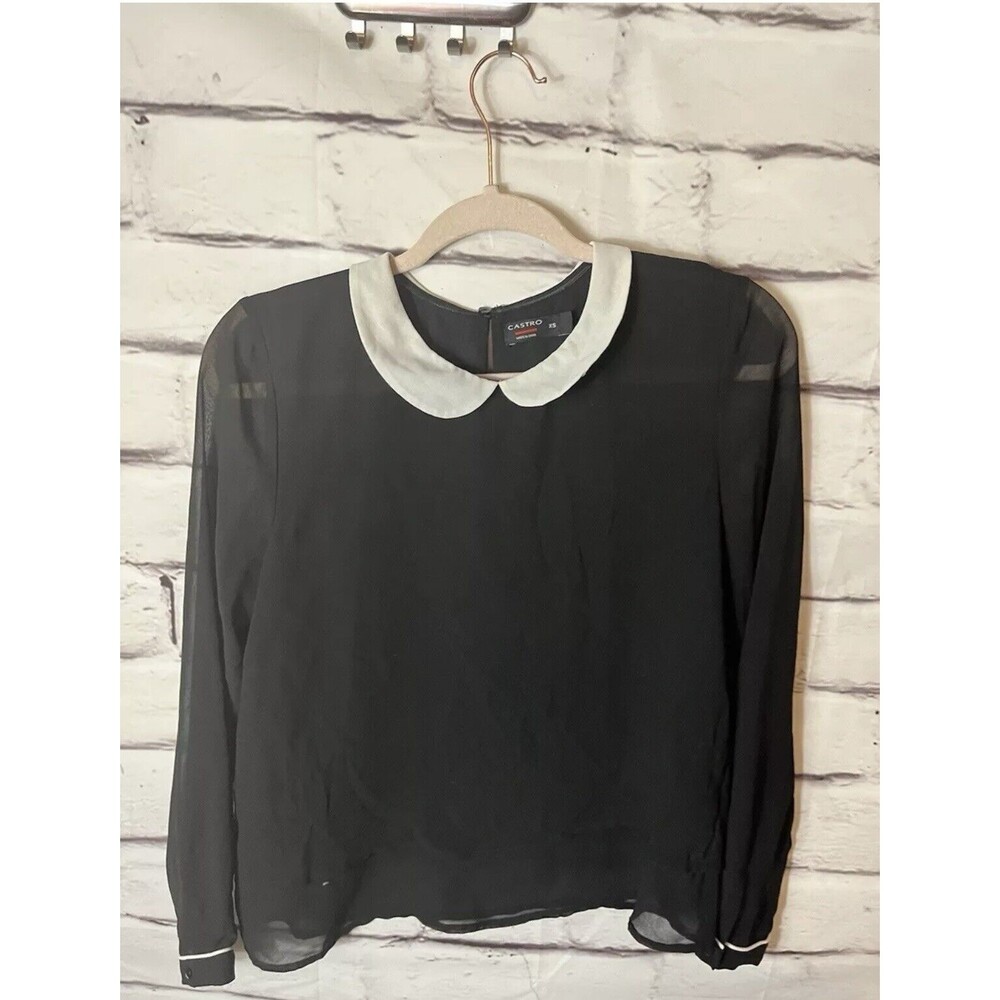 Castro Womens Size XS Black/White Long Sleeve Shirt